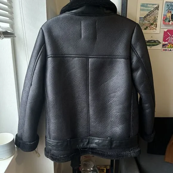 Zara Black Leather Biker Jacket / XS - Picture 4 of 8